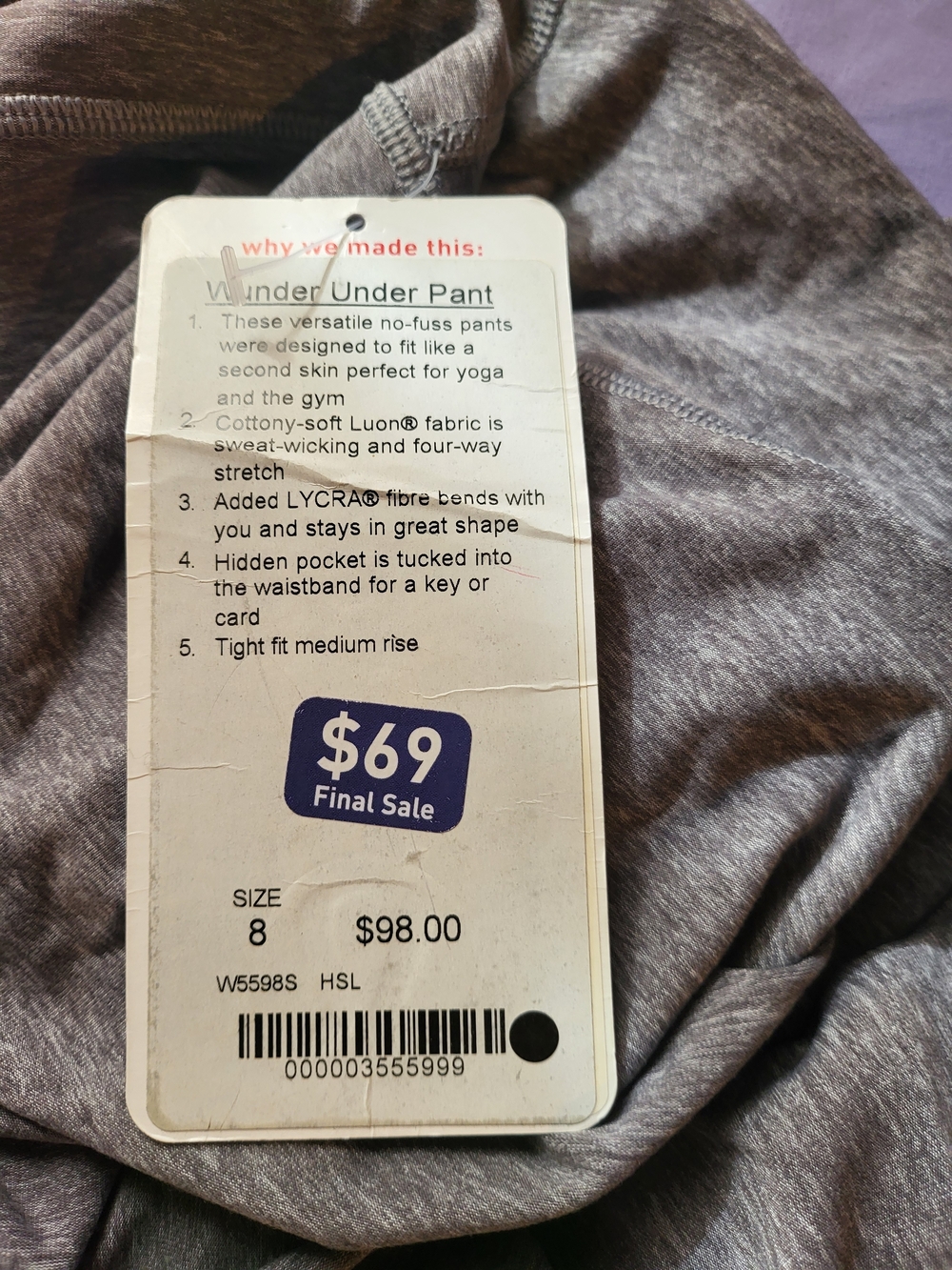 NWT lululemon athletica Heather Grey High-Waist Leggings - Picture 7 of 7